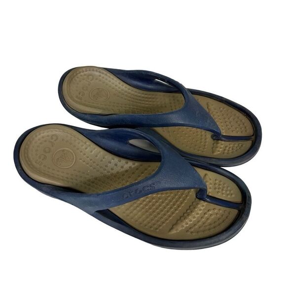 Crocs Athens Flip Flop Sandal Shoe Navy Blue Unisex W9 M11 - Picture 3 of 4
